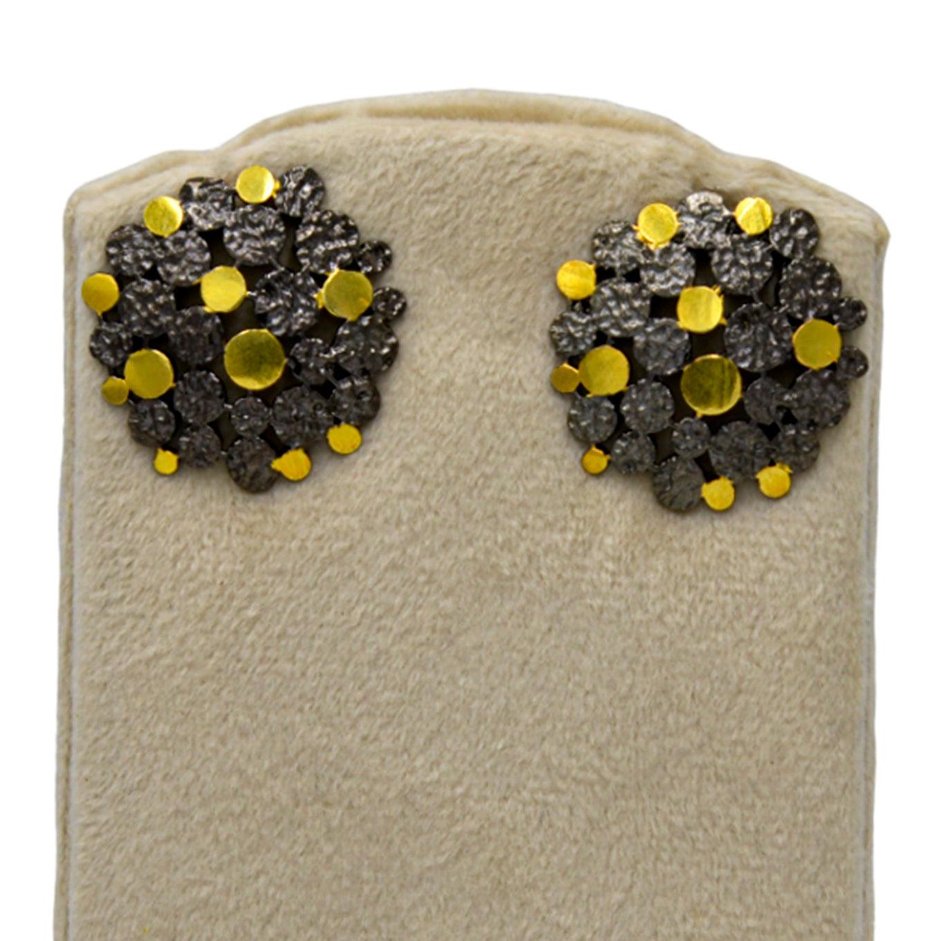 Two tone Brass & Gold Plated Stud Earring - DeKulture DKW-1295-SEJ