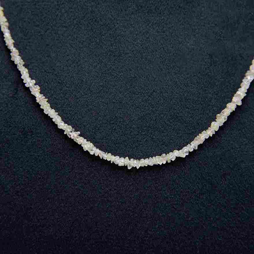 White Rough Diamond Bead Necklace with Silver Clasp - DeKulture DKW-1377-Small-BNK