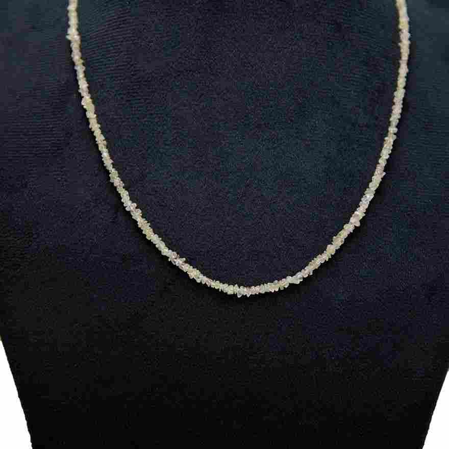 White Rough Diamond Bead Necklace with Silver Clasp - DeKulture DKW-1377-Small-BNK