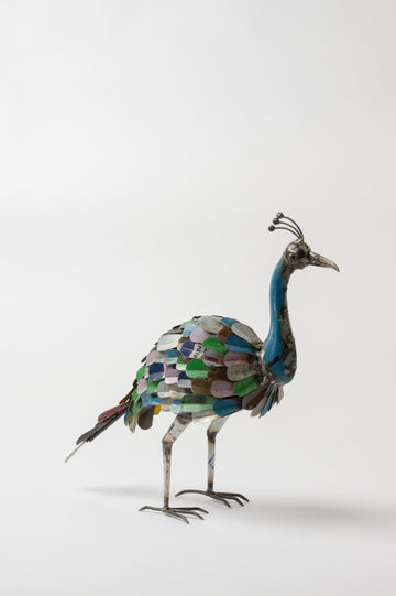 Recycled Iron Vintage Peacock Figurine