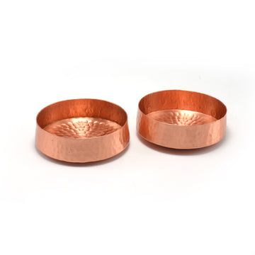 Copper Round T Light Set Of 2