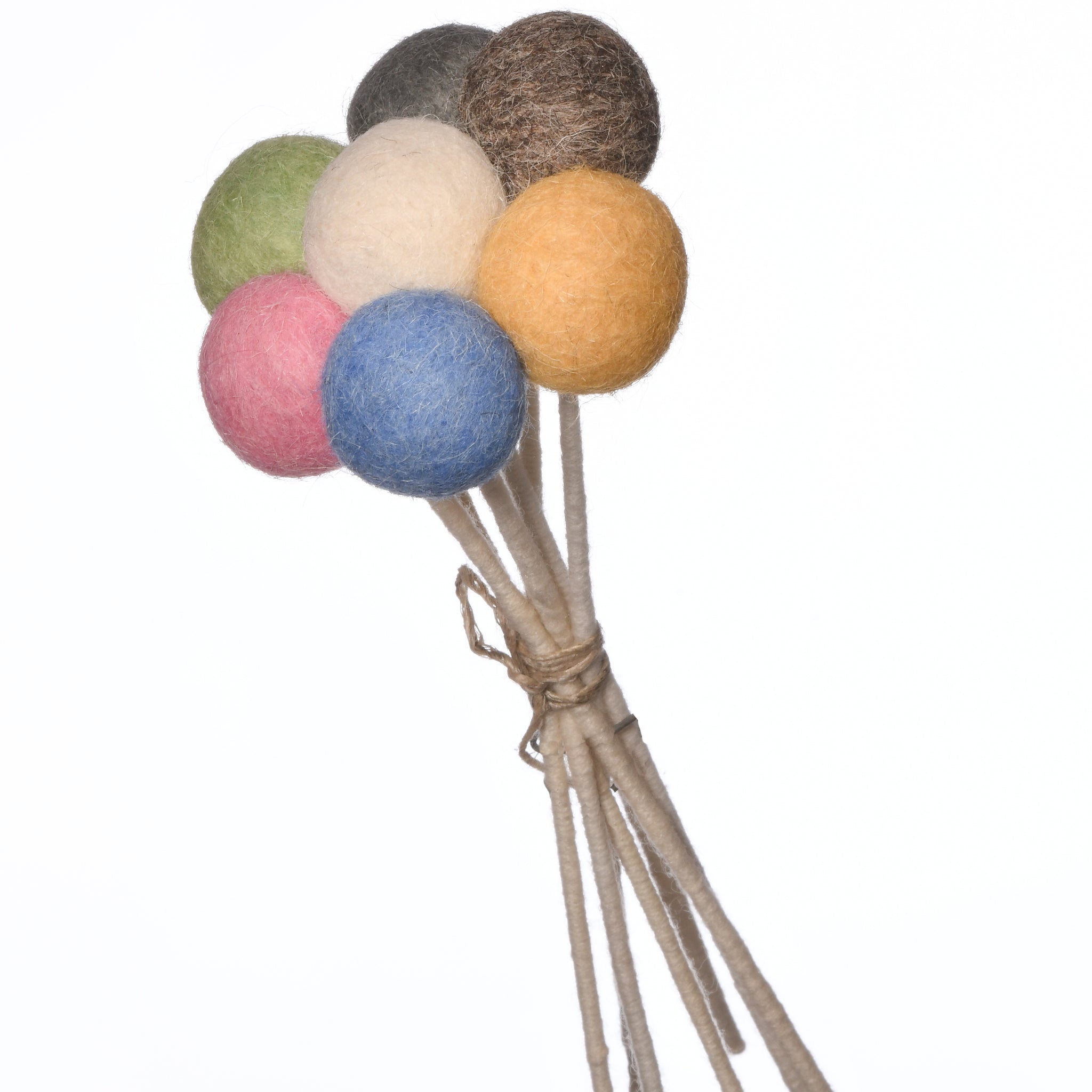 New Zealand Wool Flower Ball Stick For Bouquet (Set Of 7)