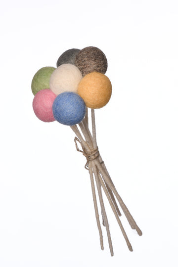 New Zealand Wool Flower Ball Stick For Bouquet (Set Of 7)